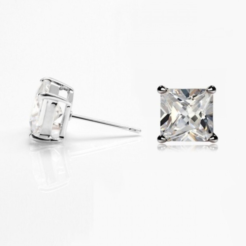 Renaissance Collection 14k White Gold Over 925 Sterling Silver CZ Princess Cut